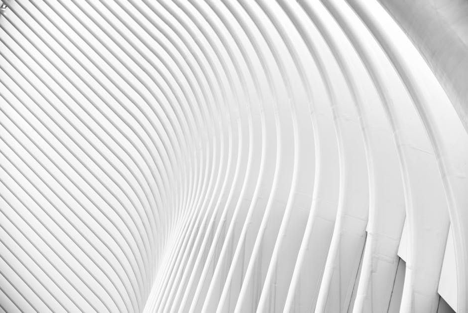 Black and white abstract architectural photo with modern minimalist curved lines in New York